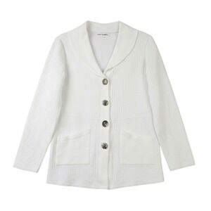Neon Buddha Jacket Womens Small White Shawl Collar Pleated Knit Cardigan Boho